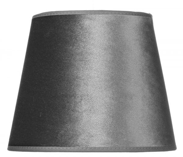 Yksivärinen lampunvarjostin jonka väri on harmaa. Varjostin on materiaaliltaan laminoitua kangasta.