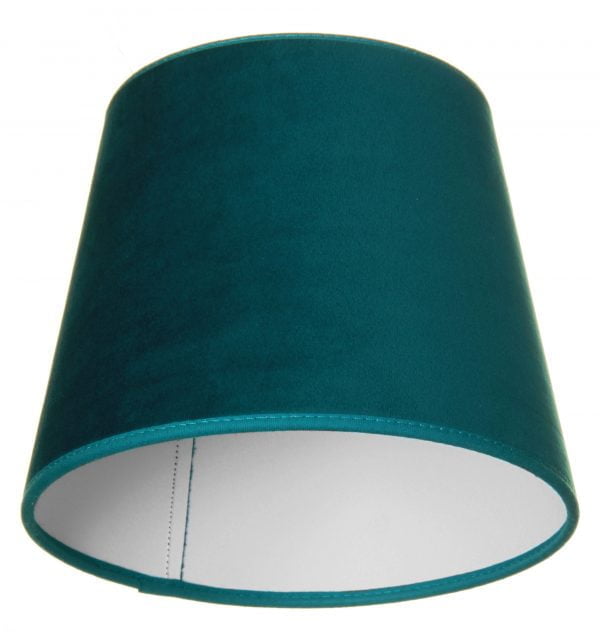 Yksivärinen lampunvarjostin jonka väri on petrooli. Varjostin on materiaaliltaan laminoitua kangasta. Sisäpuoli on valkoinen.
