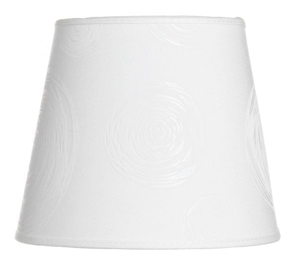Lampunvarjostin jonka väri on valkoinen. Varjostin on materiaaliltaan laminoitua kangasta.