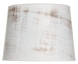 Lampunvarjostin jossa on vaalealla pohjalla beige kuvio. Varjostin on materiaaliltaan laminoitua kangasta.