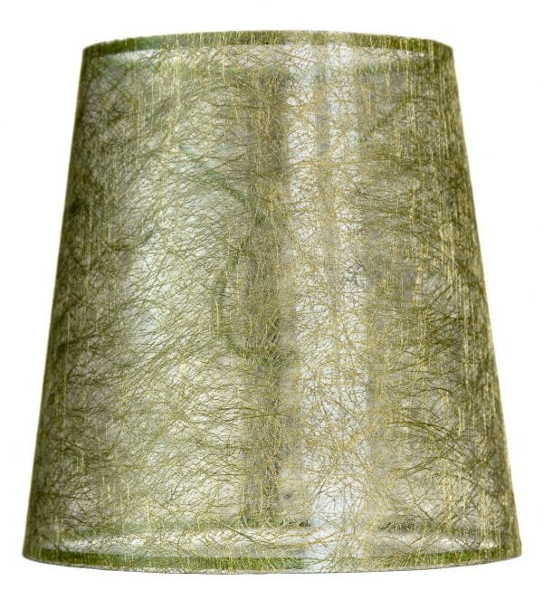 Läpikuultava lampunvarjostin jonka väri on vihreä. Varjostin on materiaaliltaan laminoitua kangasta.