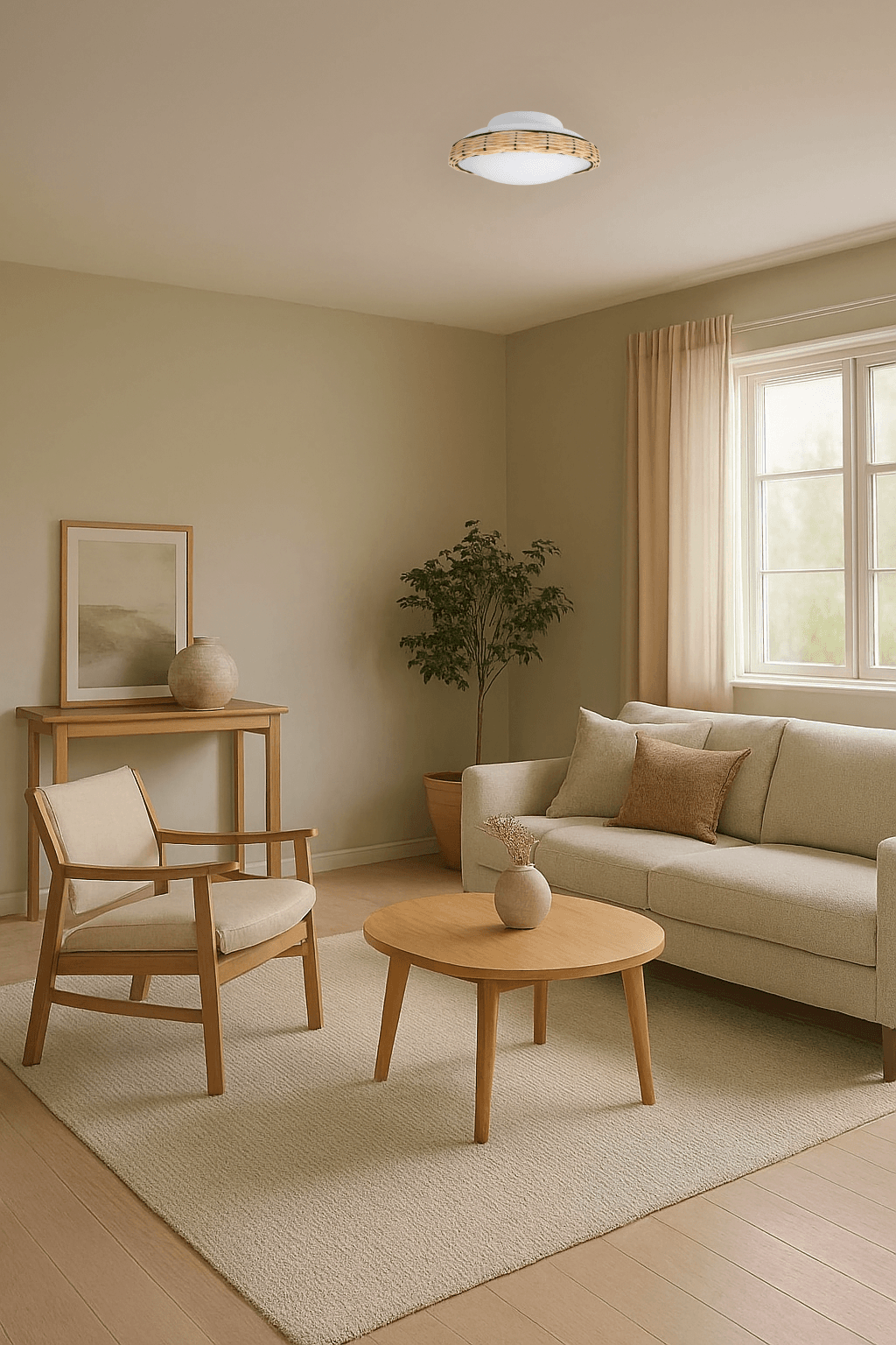 Led-kattovalaisin Rosa 31 cm modernissa huoneessa